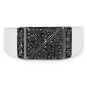 Bids.com 0.35 Carat Genuine Black Diamond .925 Sterling Silver Ring Rings