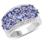 Bids.com 2.72 Carat Genuine Tanzanite .925 Sterling Silver Ring Rings