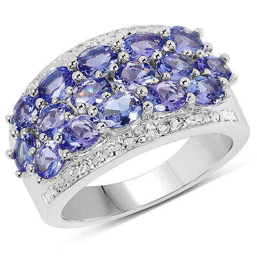 Bids.com 2.72 Carat Genuine Tanzanite .925 Sterling Silver Ring Rings
