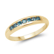 Bids.com 14K Yellow Gold Plated 0.35 Carat Genuine Blue Diamond .925 Sterling Silver Ring Rings