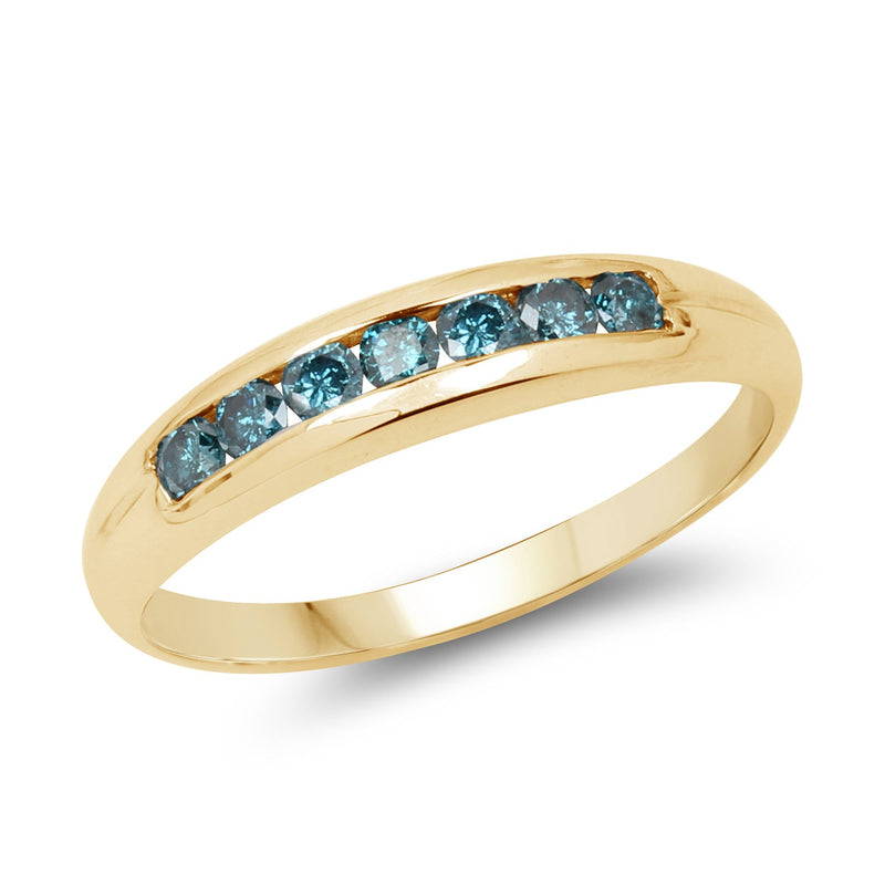 Bids.com 14K Yellow Gold Plated 0.35 Carat Genuine Blue Diamond .925 Sterling Silver Ring Rings