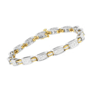 Bids.com 14K Two-Tone Gold Princess and Baguette-Cut Diamond Link Bracelet (3.00 cttw, H-I Color, SI1-SI2 Clarity) Bracelets
