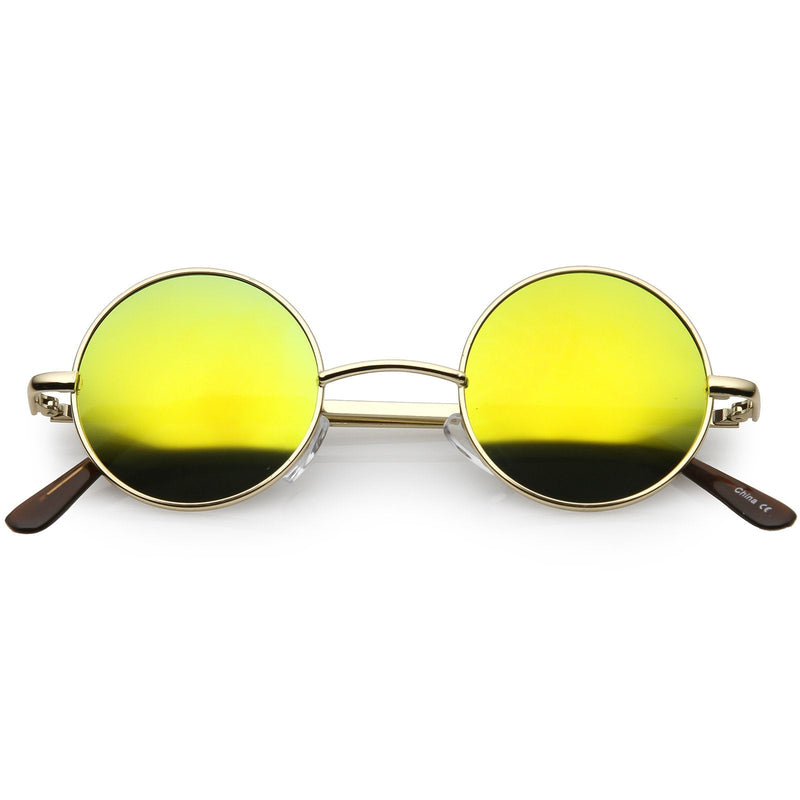 zeroUV Retro Lennon Style Round Circle Metal Mirror Lens Sunglasses 1408 Sunglasses