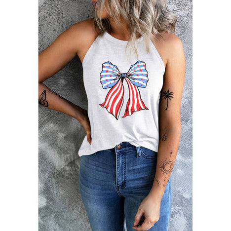 Bow Graphic Grecian Neck Tank