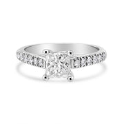Bids.com 14K White Gold 1 1/5 Cttw 4-Prong Set Princess Diamond Classic Engagement Ring (I1-I2 Color, H-I Clarity) Ring Size 7 Rings