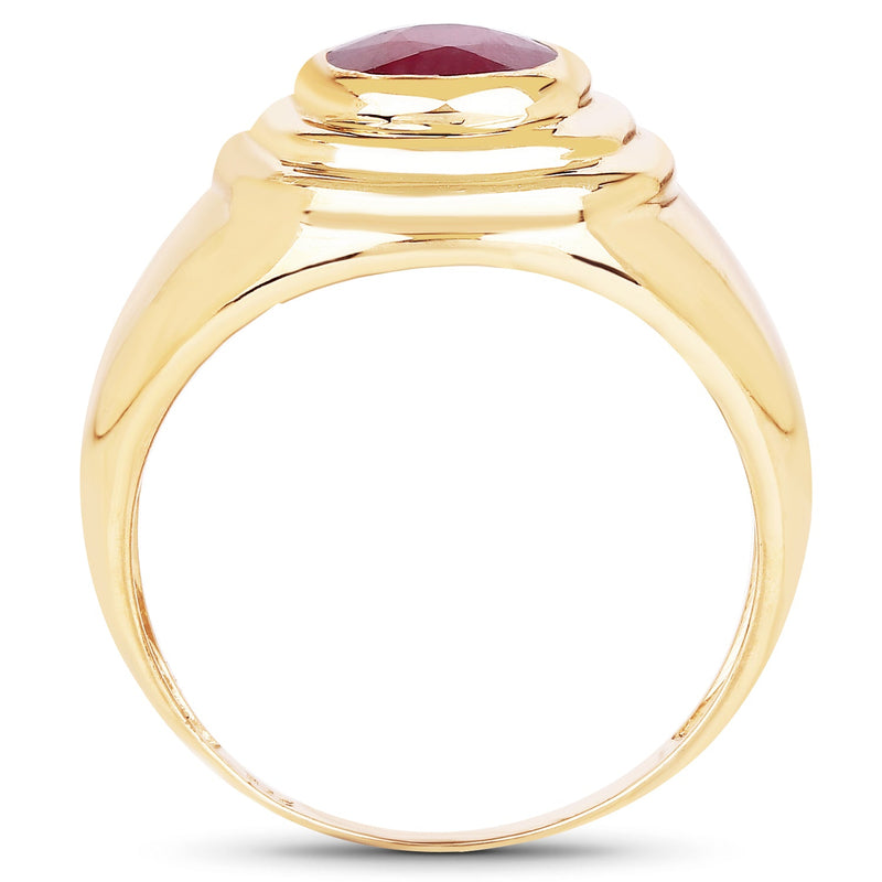 Bids.com 14K Yellow Gold Plated 1.65 Carat Genuine Glass Filled Ruby .925 Sterling Silver Ring Rings