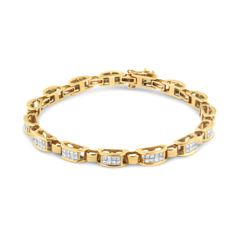 Bids.com 14K Yellow Gold 2 1/2 Cttw Princess-Cut Diamond Link Tennis Bracelet (H-I Color, SI2-I1 Clarity) - 7.25" Bracelets