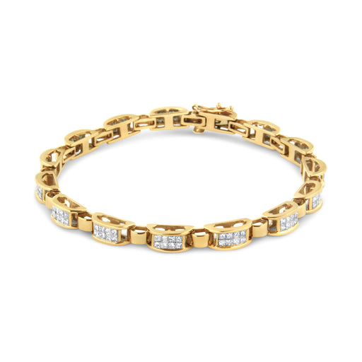 Bids.com 14K Yellow Gold 2 1/2 Cttw Princess-Cut Diamond Link Tennis Bracelet (H-I Color, SI2-I1 Clarity) - 7.25" Bracelets