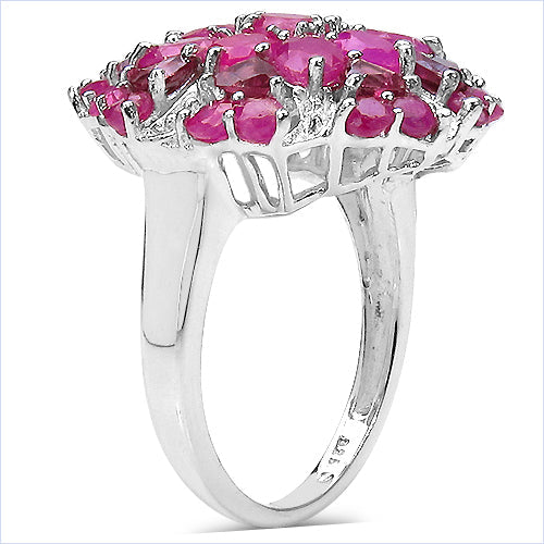 Bids.com 3.90 Carat Genuine Ruby & Rhodolite .925 Sterling Silver Ring Rings