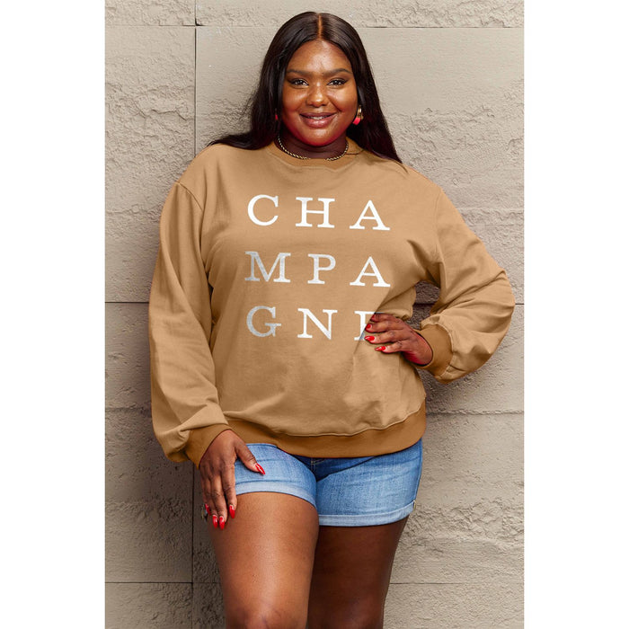 Simply Love CHAMPAGNE Graphic Long Sleeve Sweatshirt