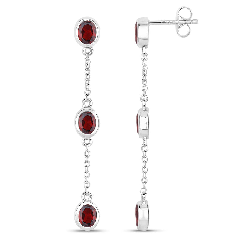 Bids.com 2.70 Carat Genuine Garnet .925 Sterling Silver Earrings Earrings