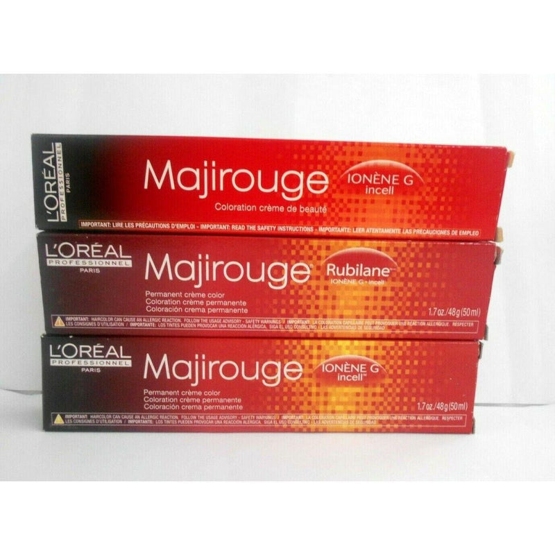 0 LOREAL MajiRouge Permanent Creme Hair Color With Ionene G ~ 1.7 Fl. Oz Hair Color