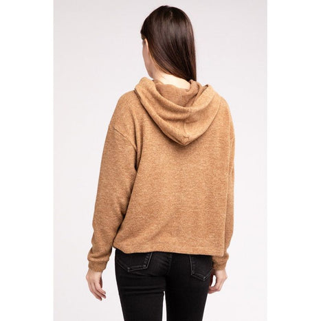 Hooded Brushed Melange Hacci Sweater