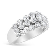 Bids.com 10K White Gold 2 1/2 Cttw Round Natural Diamond 3 Row Band Ring (I-J Color, I1-I2 Clarity) - Ring Size 7 Rings