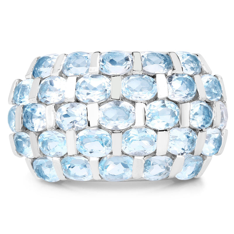 Bids.com 5.51 Carat Genuine Blue Topaz .925 Sterling Silver Ring Rings