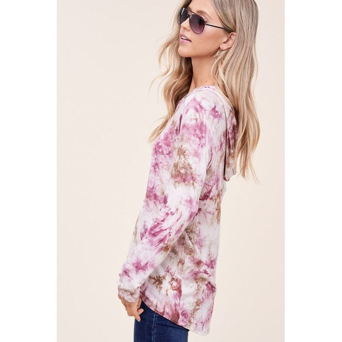 TIE DYE HOODIE HIGH LOW PLUS TOP