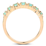 Bids.com 0.41 Carat Genuine Zambian Emerald and White Diamond 14K Yellow Gold Ring Rings