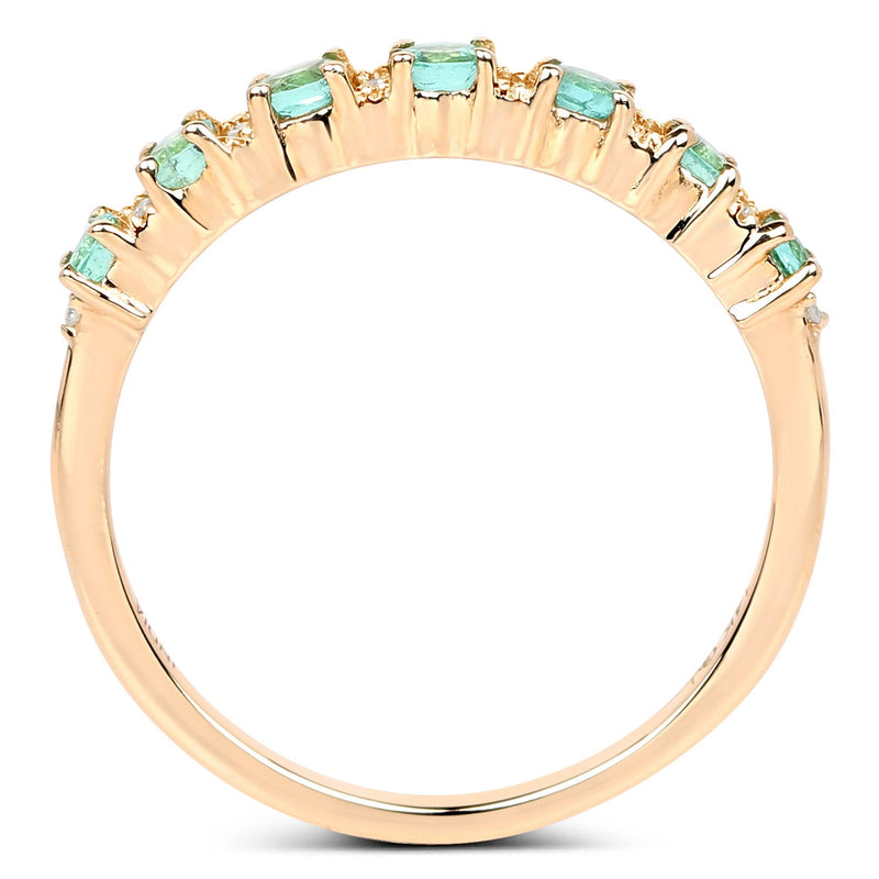 Bids.com 0.41 Carat Genuine Zambian Emerald and White Diamond 14K Yellow Gold Ring Rings