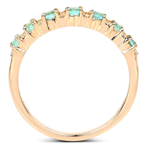 Bids.com 0.41 Carat Genuine Zambian Emerald and White Diamond 14K Yellow Gold Ring Rings