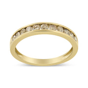 Bids.com 14K Yellow Gold Plated .925 Sterling Silver 1/2 Cttw Channel Set Round Champagne Diamond 11 Stone Band Ring (K-L Color, I1-I2 Clarity) - Size 7 Rings
