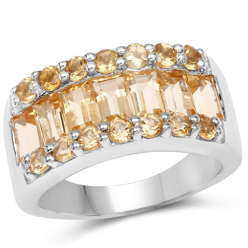 Bids.com 3.08 Carat Genuine Citrine .925 Sterling Silver Ring Rings