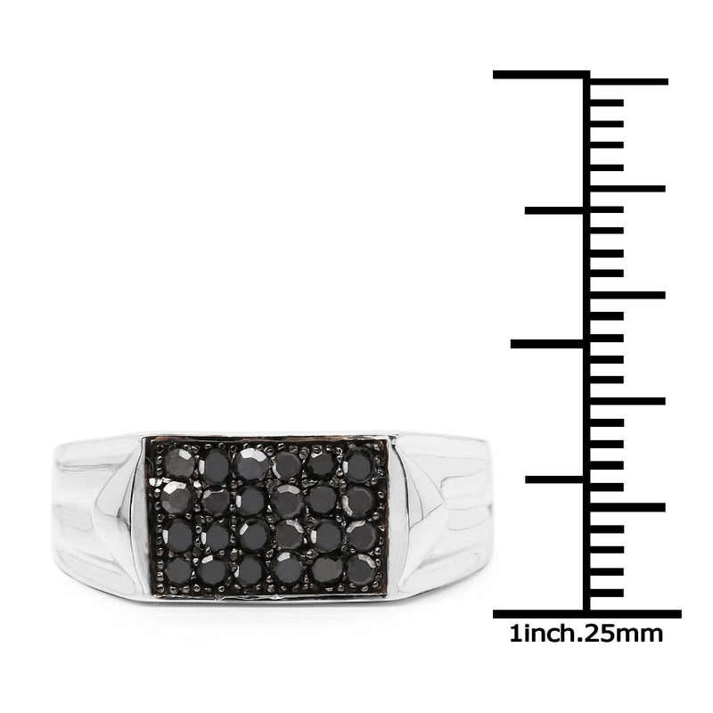 Bids.com 0.42 Carat Genuine Black Diamond .925 Sterling Silver Ring Rings