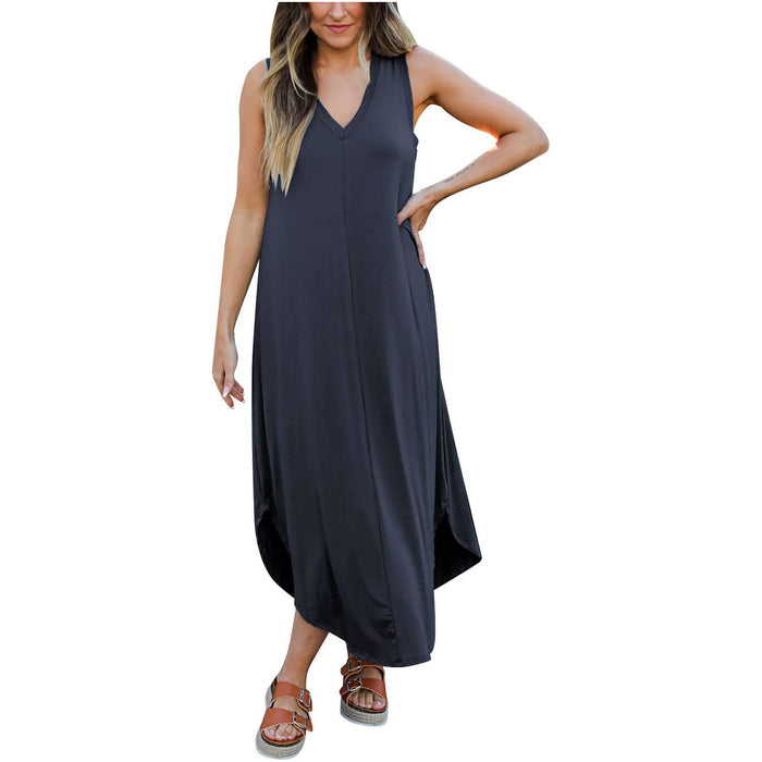 V-Neck Midi Tank Dress