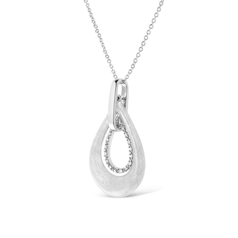 Bids.com .925 Sterling Silver Prong-Set Diamond Accent Fashion Double Drop Design 18" Pendant Necklace (I-J Color, I1-I2 Clarity) Necklaces