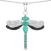Bids.com 1.87 Carat Genuine Zambian Emerald and White Topaz .925 Sterling Silver Pendant Pendants