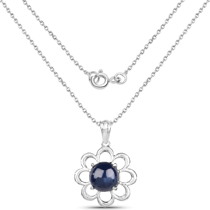 Bids.com 4.65 Carat Genuine Blue Sapphire .925 Sterling Silver Pendant Pendants
