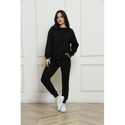 Round Neck Long Sleeve Top and Drawstring Pants Set