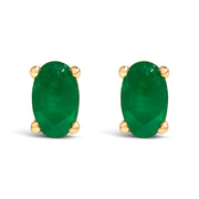 Bids.com 14K White Gold 5x3 MM Oval Green Emerald Solitaire Stud Earrings Earrings