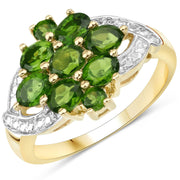Bids.com 1.26 Carat Genuine Chrome Diopside .925 Sterling Silver Ring Rings
