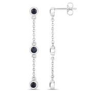 Bids.com 0.66 Carat Genuine Blue Sapphire .925 Sterling Silver Earrings Earrings