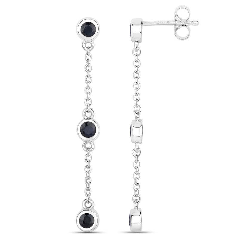 Bids.com 0.66 Carat Genuine Blue Sapphire .925 Sterling Silver Earrings Earrings