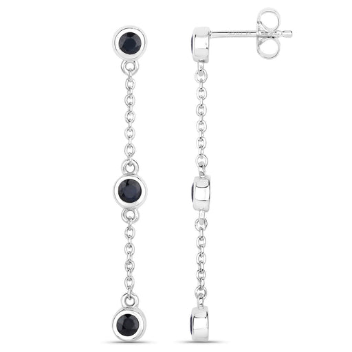 Bids.com 0.66 Carat Genuine Blue Sapphire .925 Sterling Silver Earrings Earrings