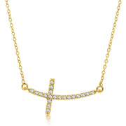 Bids.com 14k Yellow Gold Curved Crucifix Diamond Accented Necklace (.21cttw) Necklaces