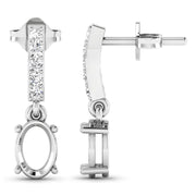 Bids.com 0.14 Carat Genuine White Diamond 14K White Gold Semi Mount Earrings - holds 7x5mm Oval Gemstones Earrings