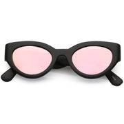 zeroUV Bold Retro Fashion Oval Mirrored Flat Lens Sunglasses C544