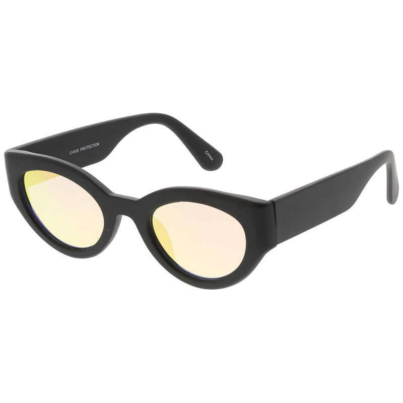 zeroUV Bold Retro Fashion Oval Mirrored Flat Lens Sunglasses C544