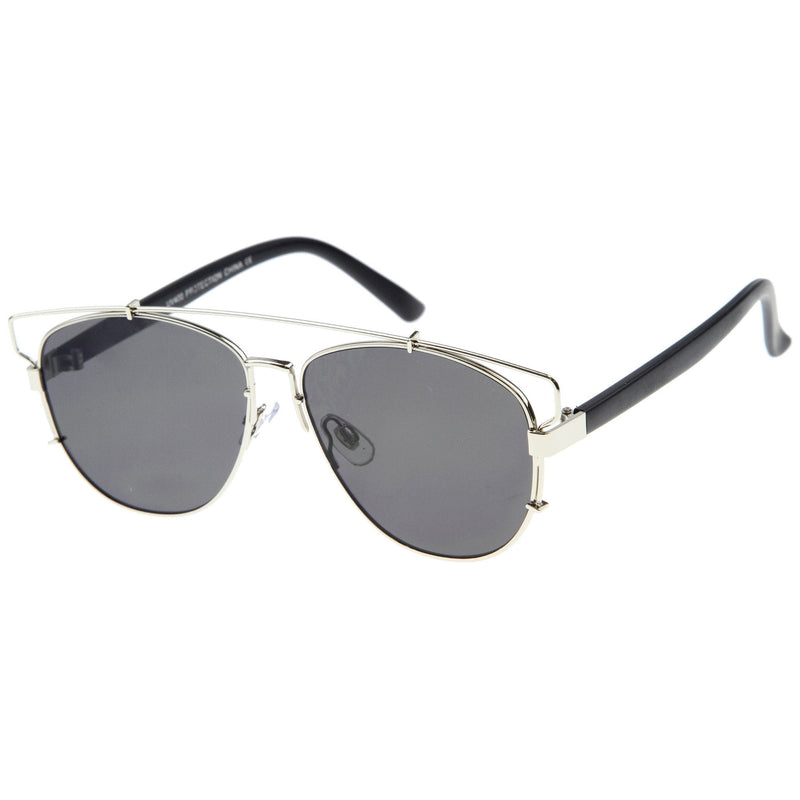 zeroUV Modern Fashion Panto Flat Front Metal Aviator Sunglasses A121 Glasses / Sunglasses