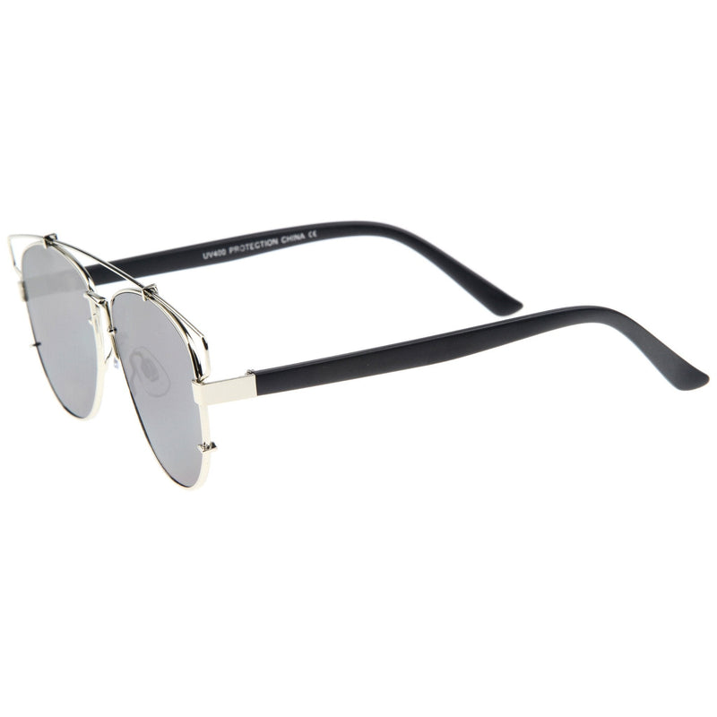 zeroUV Modern Fashion Panto Flat Front Metal Aviator Sunglasses A121 Glasses / Sunglasses