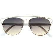 zeroUV Modern Fashion Panto Flat Front Metal Aviator Sunglasses A121 Glasses / Sunglasses