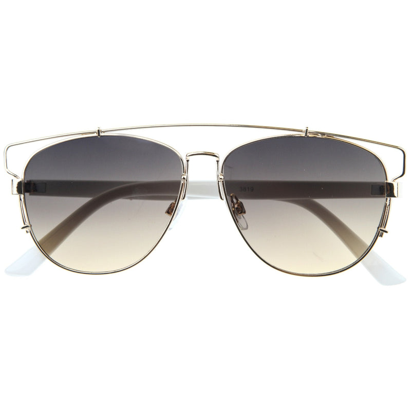 zeroUV Modern Fashion Panto Flat Front Metal Aviator Sunglasses A121 Glasses / Sunglasses