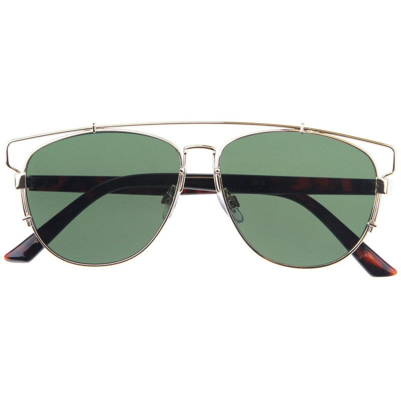 zeroUV Modern Fashion Panto Flat Front Metal Aviator Sunglasses A121 Glasses / Sunglasses