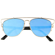 zeroUV Modern Metal Crossbar Mirrored Lens Flat Front Sunglasses A145 Sunglasses