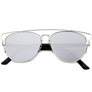 zeroUV Modern Metal Crossbar Mirrored Lens Flat Front Sunglasses A145 Sunglasses
