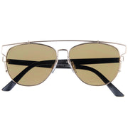 zeroUV Modern Metal Crossbar Mirrored Lens Flat Front Sunglasses A145 Sunglasses