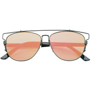 zeroUV Modern Metal Crossbar Mirrored Lens Flat Front Sunglasses A145 Sunglasses