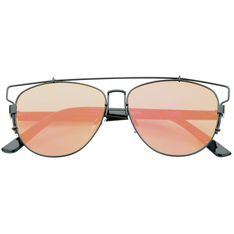 zeroUV Modern Metal Crossbar Mirrored Lens Flat Front Sunglasses A145 Sunglasses